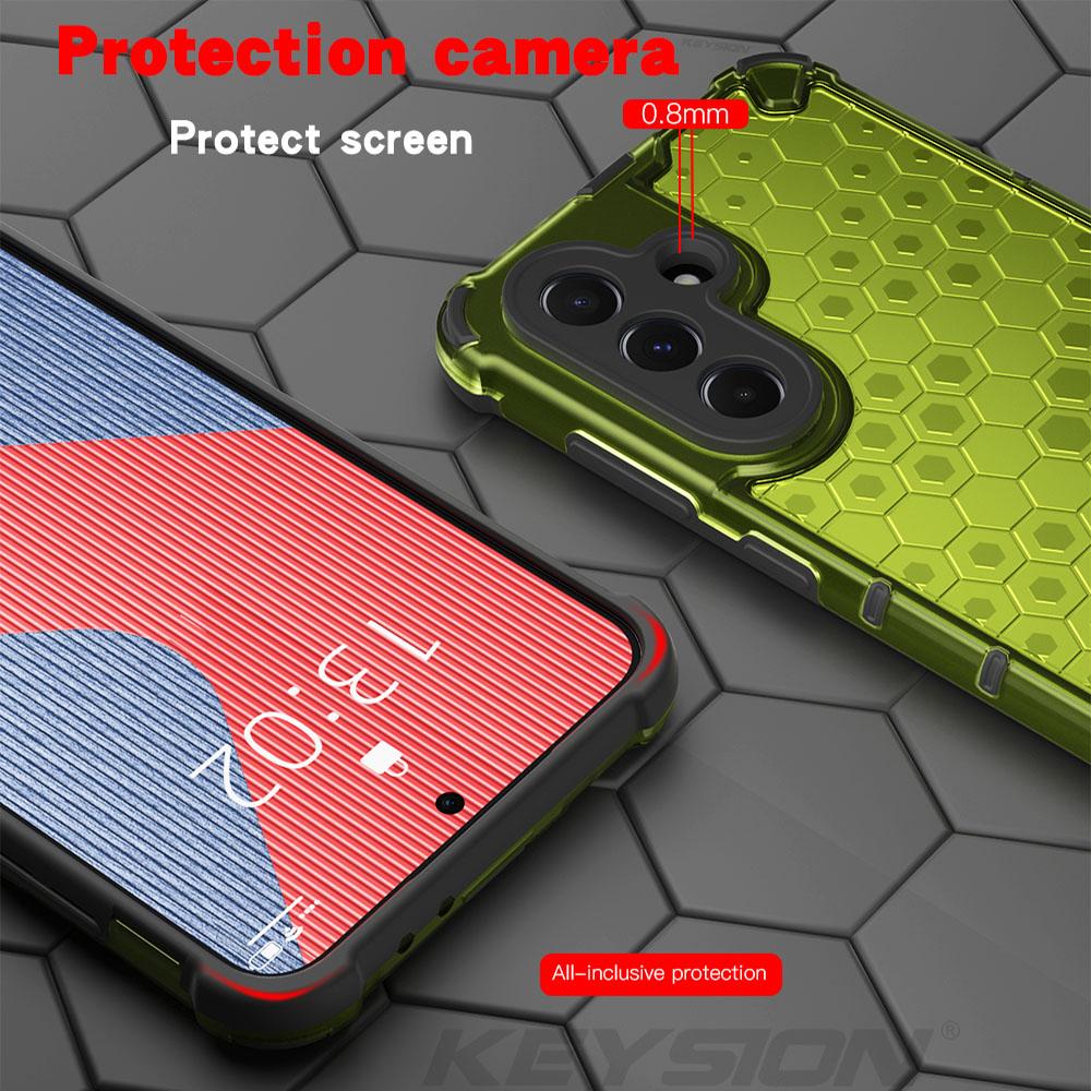 KEYSION Shockproof Armor Case for Samsung A56 5G A36 A26 A16 Silicone+PC Transparent Honeycomb Phone Cover for Galaxy A16 A56 5G