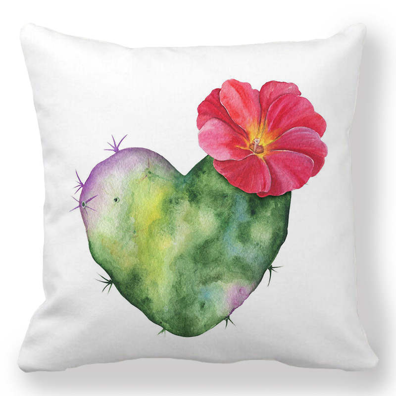 Indoor Home Bedroom Sofa Bed Chair Pillow Suite Room Aesthetic Art Cactus Succulent Plant Pillowcase