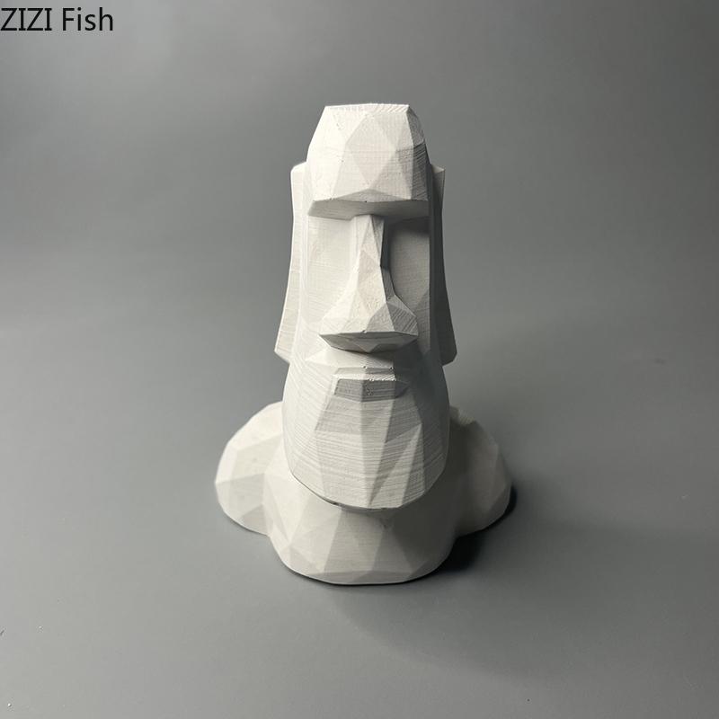 Moai Stone Statue Figure Plaster Statue Table Decoration Ornaments Creative Abstract Artwork Moai Sculpture Room Aesthetic Decor