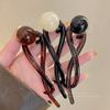 Women New Fashion Twist Clip Plastic Acrylic Bead Ball Hairpin Bridal Ornament Hair Jewelry Headwear