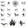 2sets Halloween Party Decoration Festival Set Halloween Tissue Paper Pom Poms Halloween Paper Fan Decorations Orange Fans with Bat Castle Witch Motifs