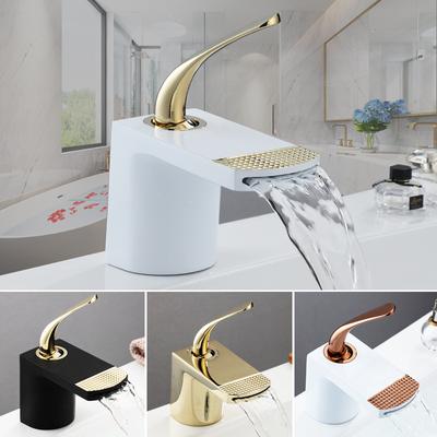 Basin Faucets White Gold Bathroom Faucet Hot and Cold Mixer Tap Black Brass Toilet Sink Water Crane Waterfall