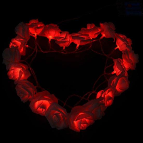 Yousheng LED Rose Flower String Light Realistic Looking Battery-Powered Valentine's Day LED String Lamp Hanging Decoration