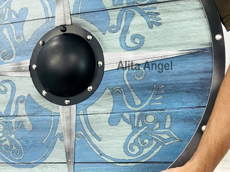 Wooden Viking Dragon Shield: Norse Decor, Cosplay Prop