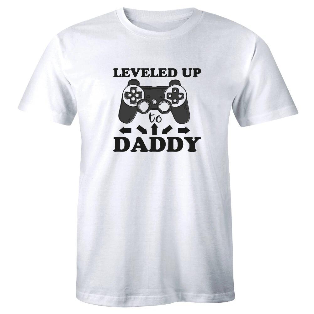 Leveled Up To Daddy T-Shirt for Men Future Dad Gamer Shirt Baby Announcement 3XL