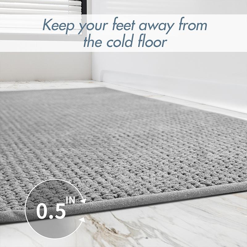 Long Rug Next To The Bathtub Chenille Woven Bath Mats Shower Room Water-absorbent Non-slip Foot Mat Bathroom Carpet