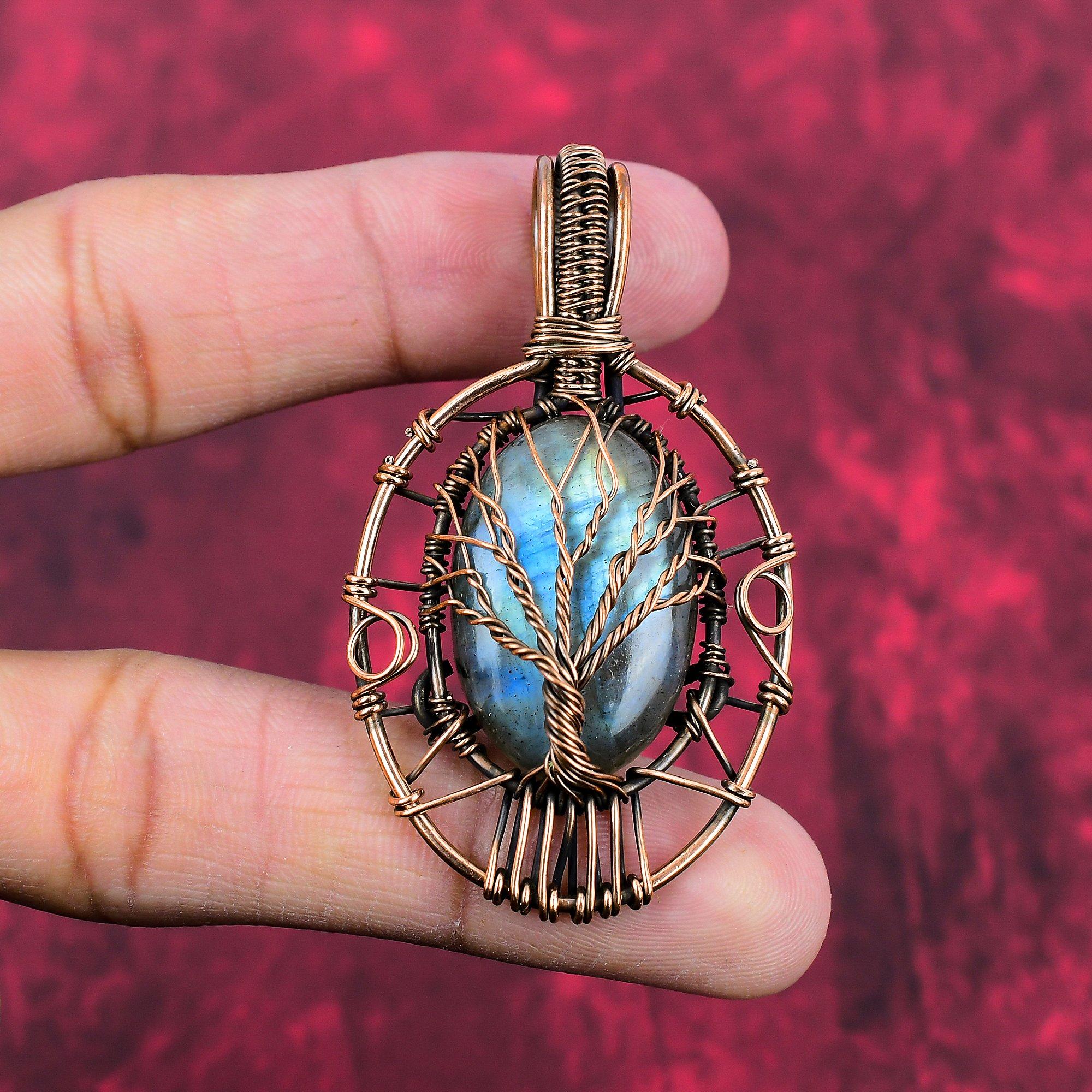 Tree Of Life Labradorite Pendant Copper Wire Wrapped Pendant Handmade Pendant Genuine Gemstone Pendant Copper Wire Jewelry Gifts For Mother