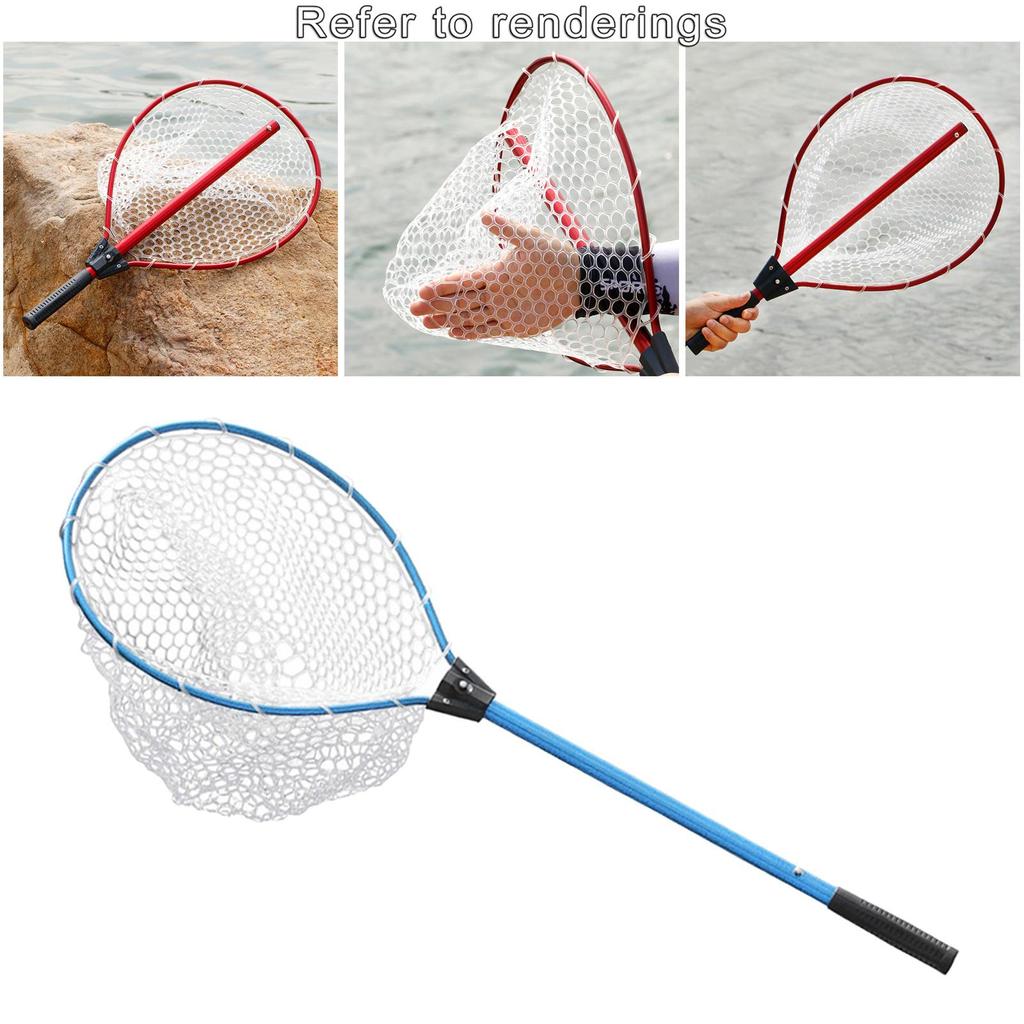 Folding Fishing Brail Landing Net Stainless Steel Triangle Frame Large Dense Landing Dip Foldable Fishing Accessories