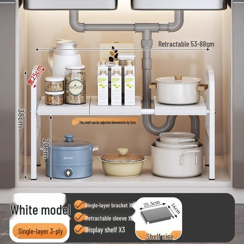 Organisateur de cuisine rétractable sous évier et support à casseroles