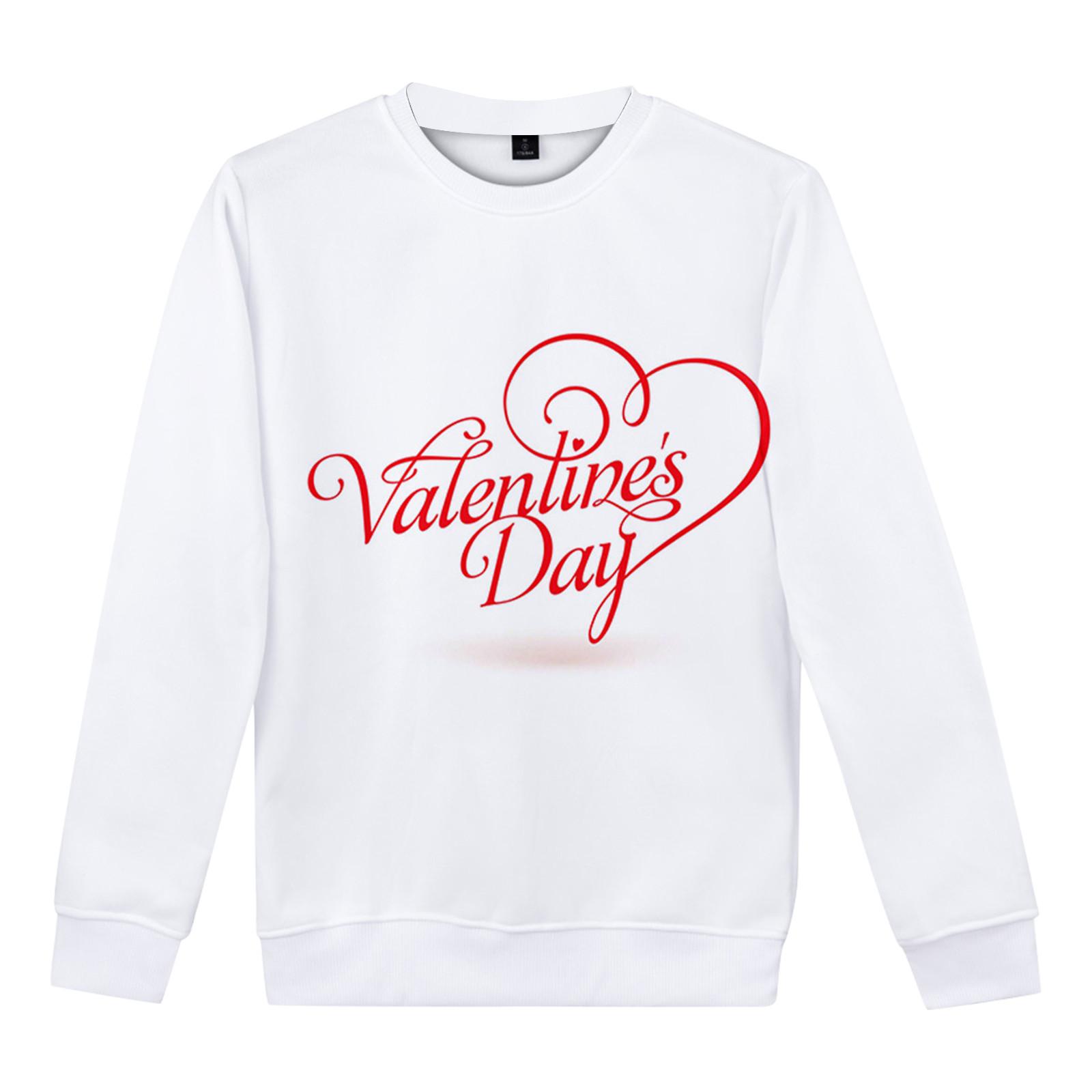 Модные свободные рубашки с длинным рукавом ко Дню святого Валентина для мужчин и женщин L белый