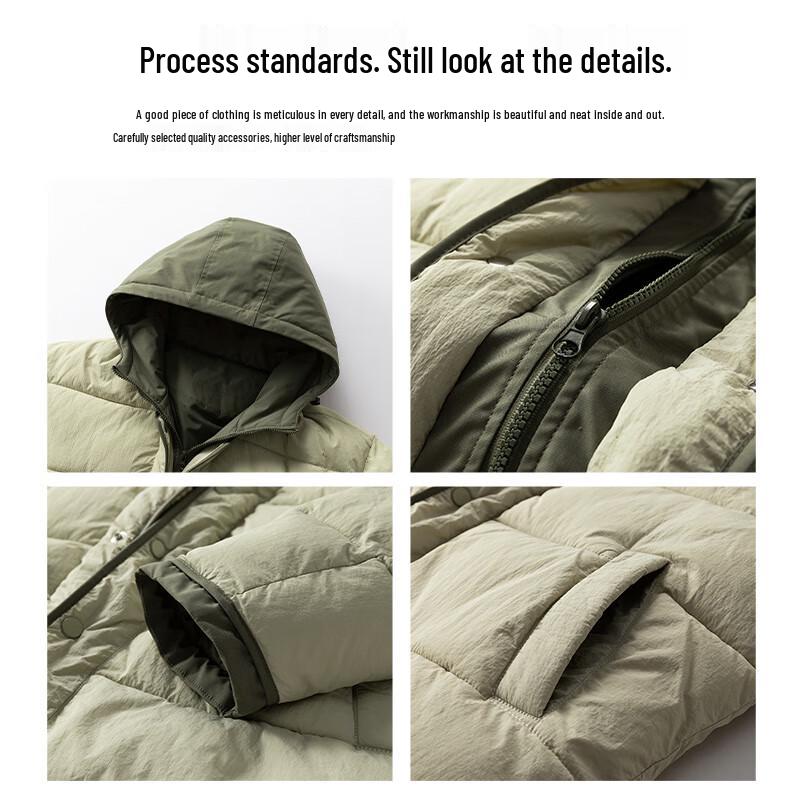 MEDE Men's Solid Color Hooded Padded Jacket