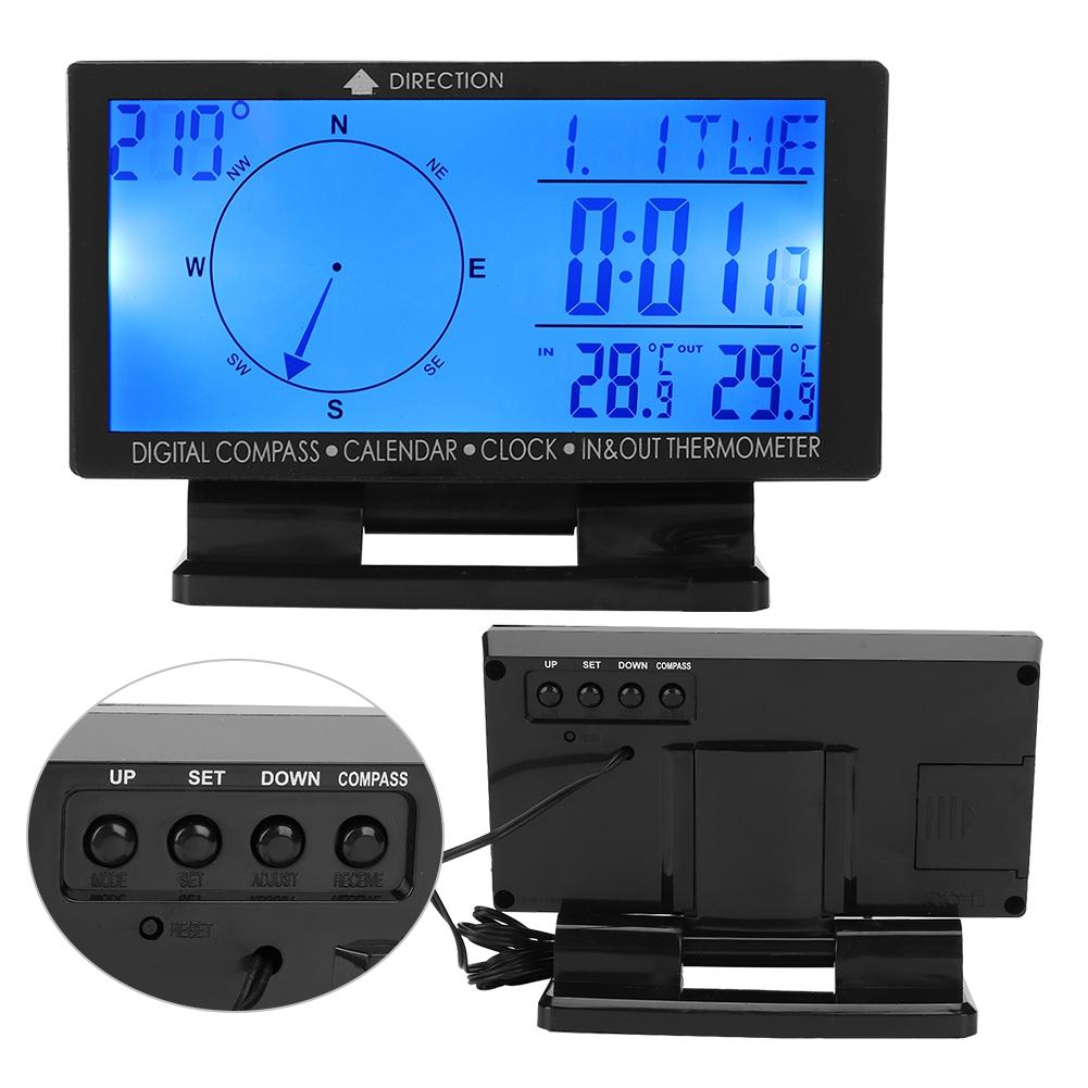 CD60 Multifunctional Digital Car Automobile Thermometer Gauge with Time Navigation Function