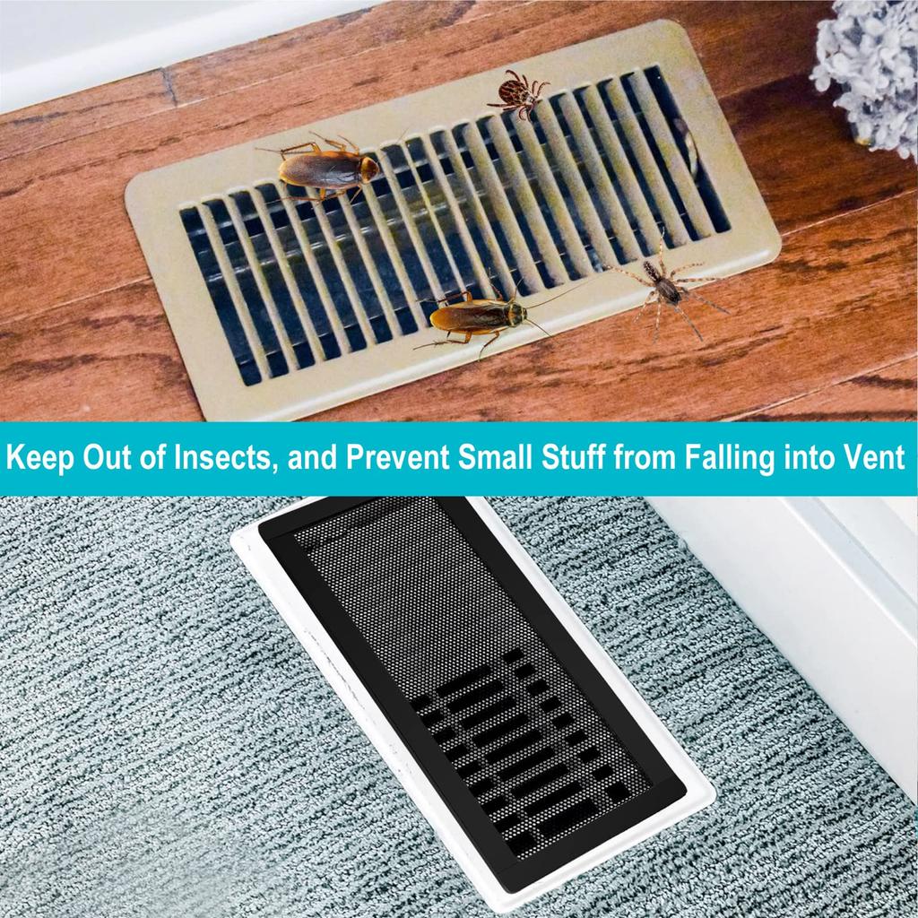 4 X 10'' Magnetic Floor Register Vent Covers, Stronger Magnet Vent Mesh,PVC Vent Screen Trap Perfect for Ceiling, Air Vent