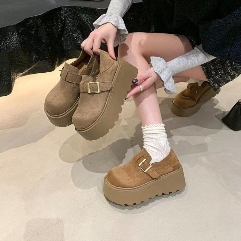 Bestseller Plateau Retro Voll Bedeckende Schuhe für Damen, Neuer Stil, Erhöhende Schuhe, Einzelner Schuh
