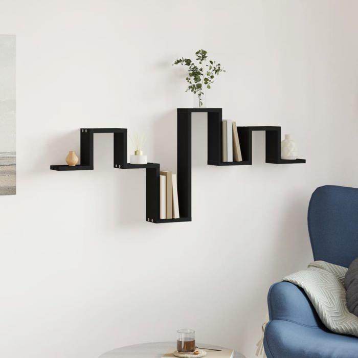 VidaXL Wall Shelf Black 104.5x10x43 Cm Engineered Wood, Storage Shelf, Hanging Shelf, Display Shelf, 840724