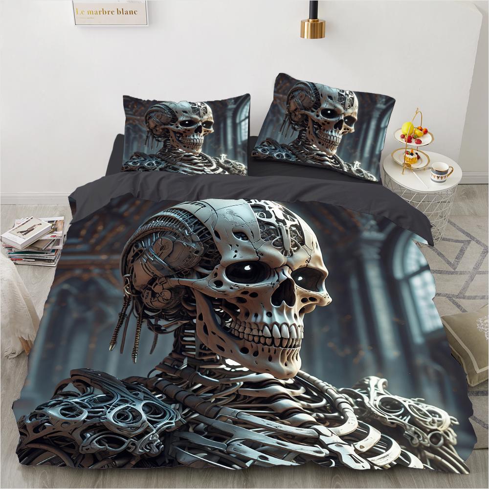 Grim Skull Bedding Set Cartoon Halloween Comforter Sets Double Queen King Twin Full Size Duvet Cover Set Kids Girls