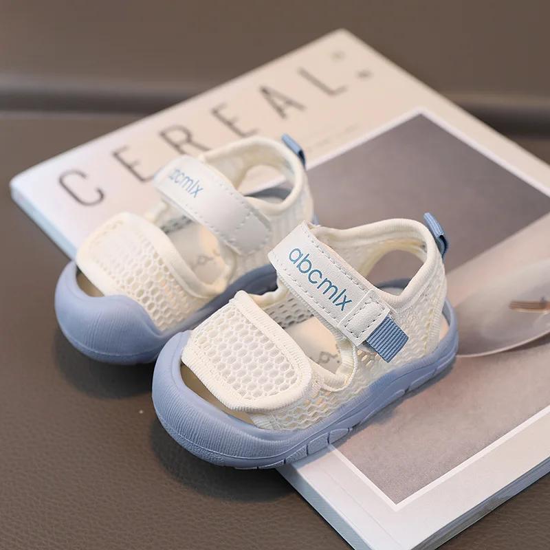Kids Sandals Summer Shoes for Little Toddlers Boy Girl Children Net Shoes Air Mesh Cut-outs Hollow Toe-covered Sandal