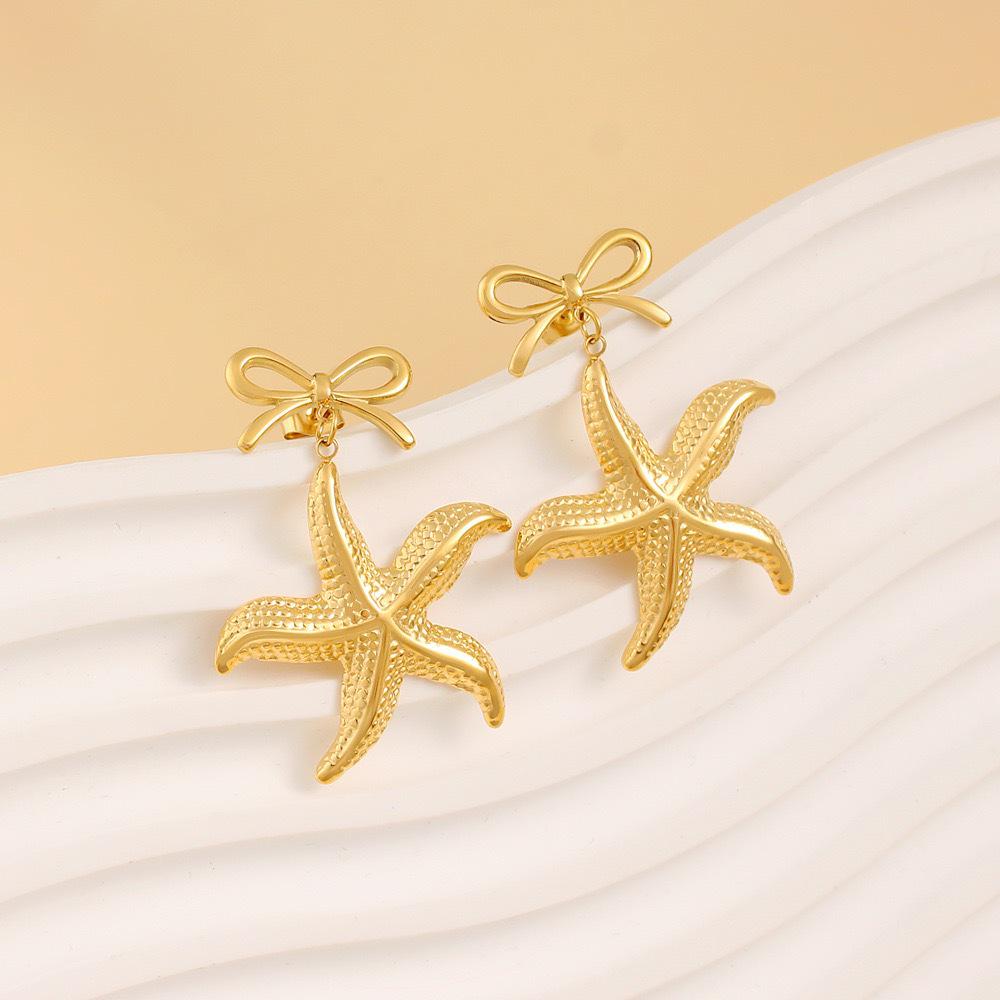 Ocean Series Gold Plated Shell  Starfish Earrings - Versatile Styles for Women