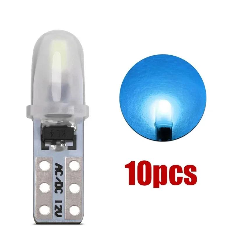 10 Pcs T5 Auto Car Dashboard Lights 2 3014 SMD Reading Instrument Panel Lamp No Polarity Led Bulb White 12V DC