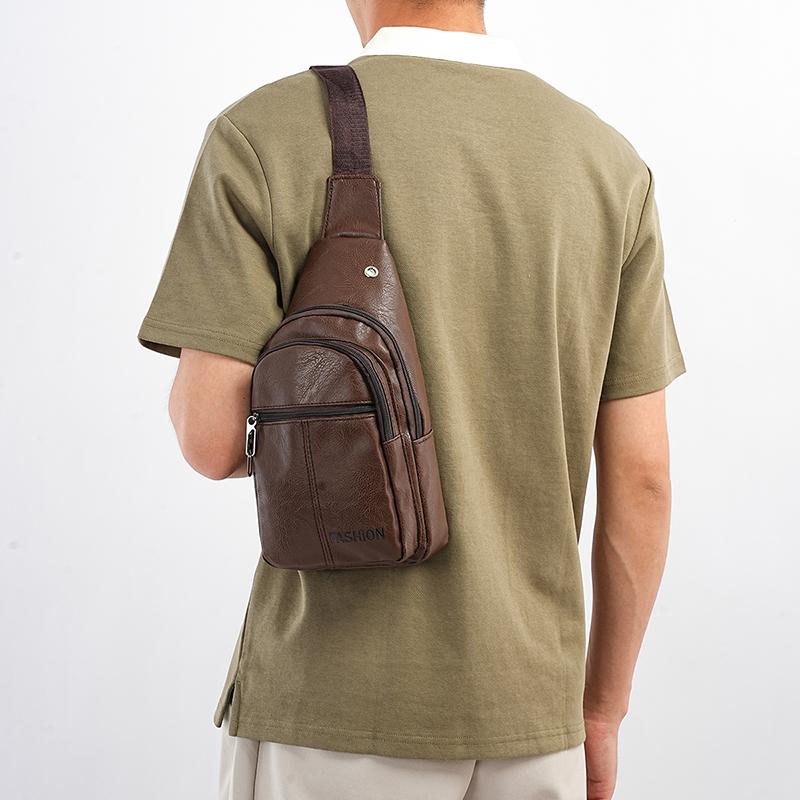 PU Chest Bag Men's Outdoor Shoulder Bag Crossbody Bag