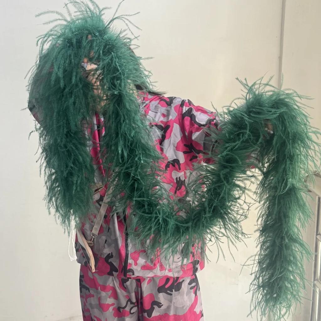 6/10 Layer Multicolor Ostrich Feather Boa 2Meters Fluffy Ostrich Plumes Shawl For Party Lady Dress Clothing Diy Decoration Scarf
