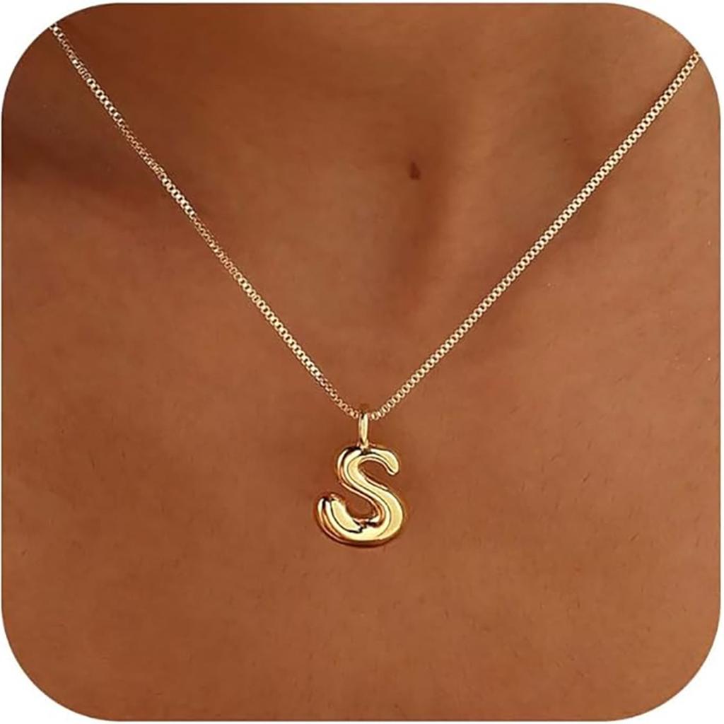 Elegant And Minimalist 26 Letter English Necklace With Bubble Gloss Letter Pendant, Women's Gift Collarbone Chain
