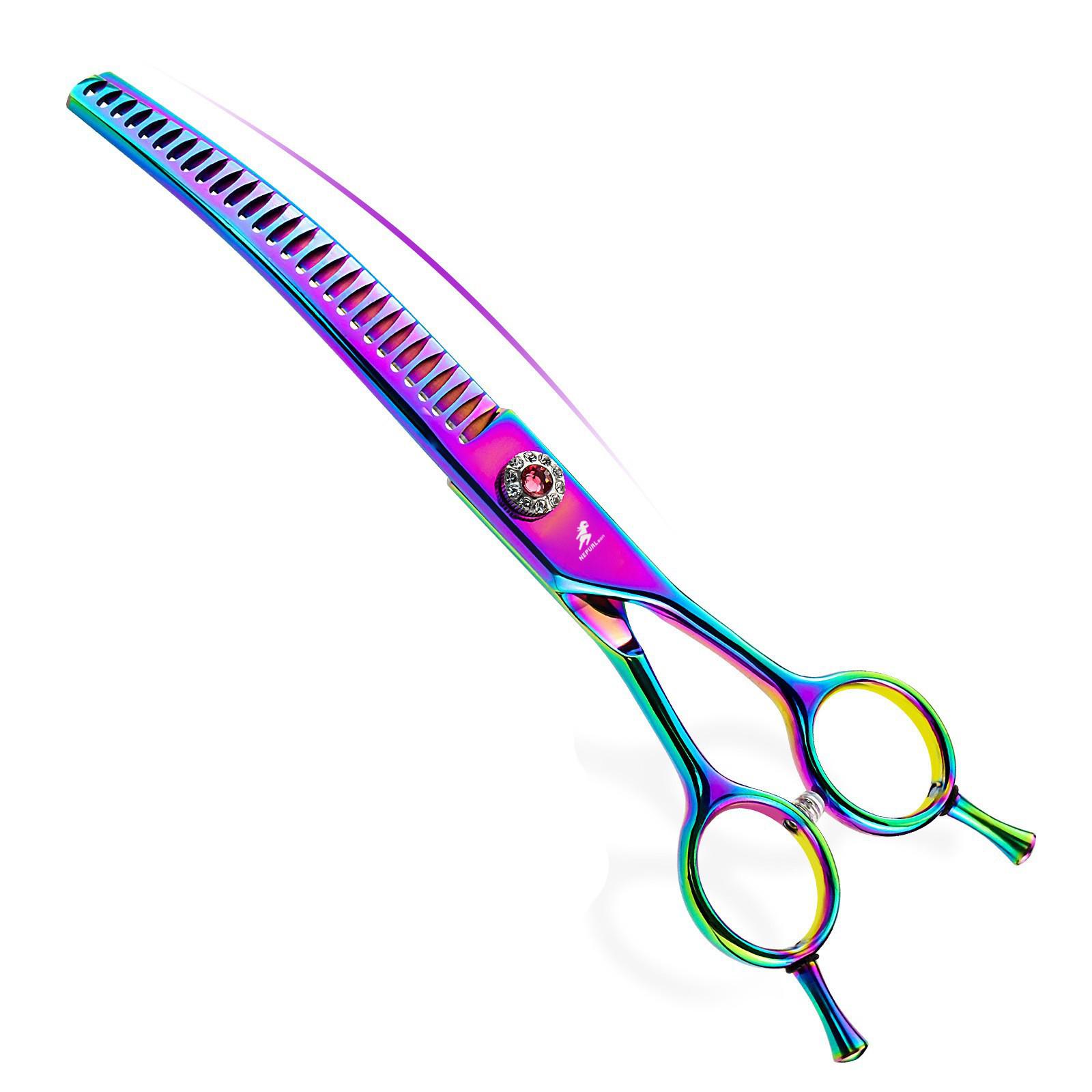 

7.0-Inch Curved Tooth Pet Grooming Scissors with Fine-Tooth Double-Tail Design