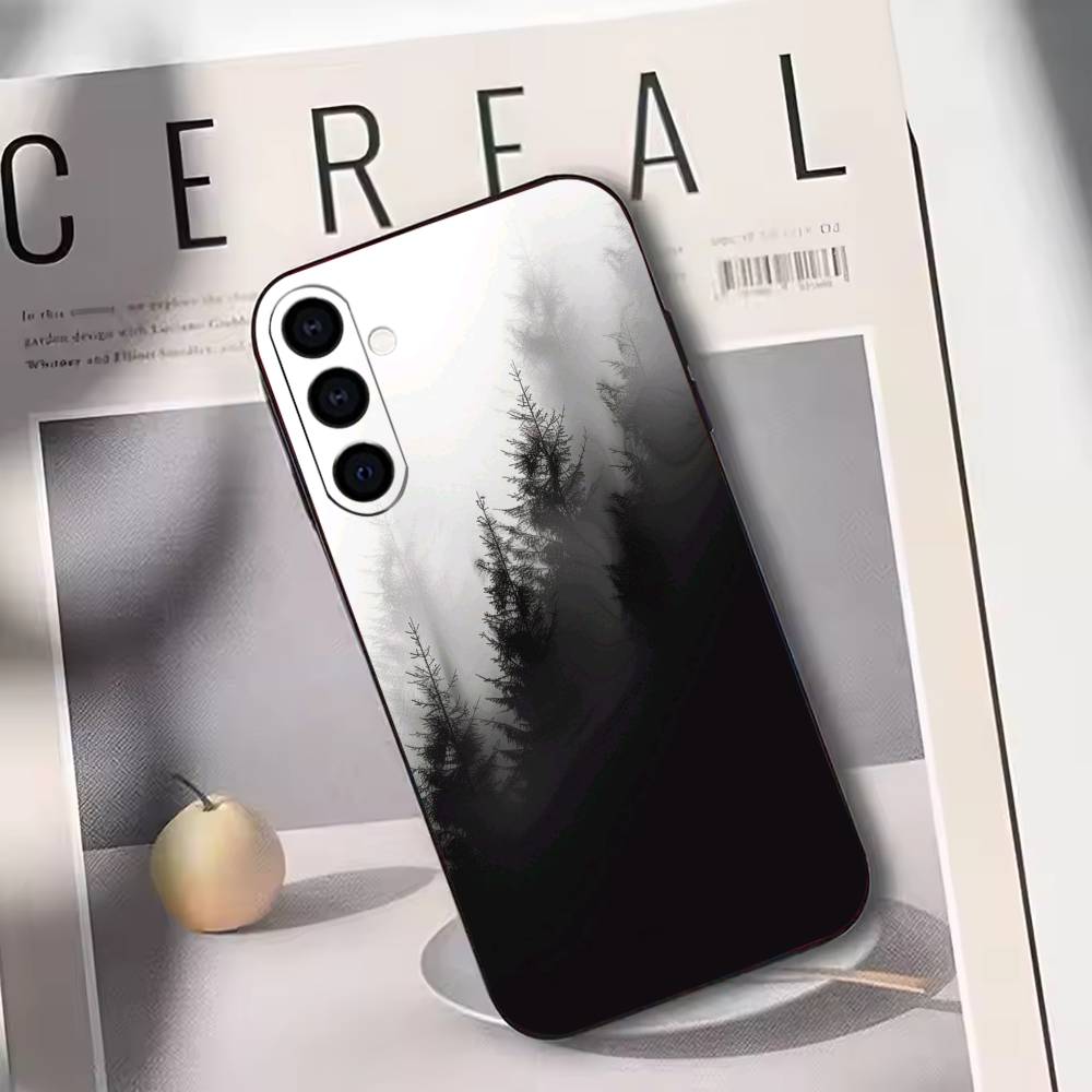 

Mountain Forest Phone Case Black Silicone Soft For Samsung Galaxy A73,A72,A71,A70,A53,A52,A51 Samsung a71 4g