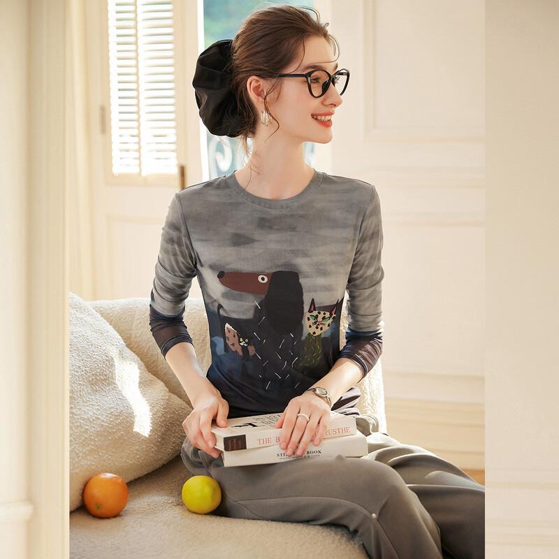 

Women s Printed Color Block Long Sleeve T-Shirt XL