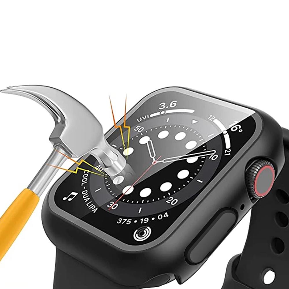 2in1 Case + Tempered Glass for Apple Watch 7/8/9 45mm, Black