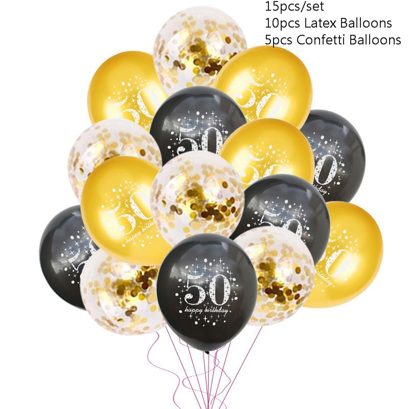 Black Gold 30 40 50 60 Years Birthday Party Confetti Balloon 30th 50th Birthday Party Decorations Adult Party Ballon Air Globos