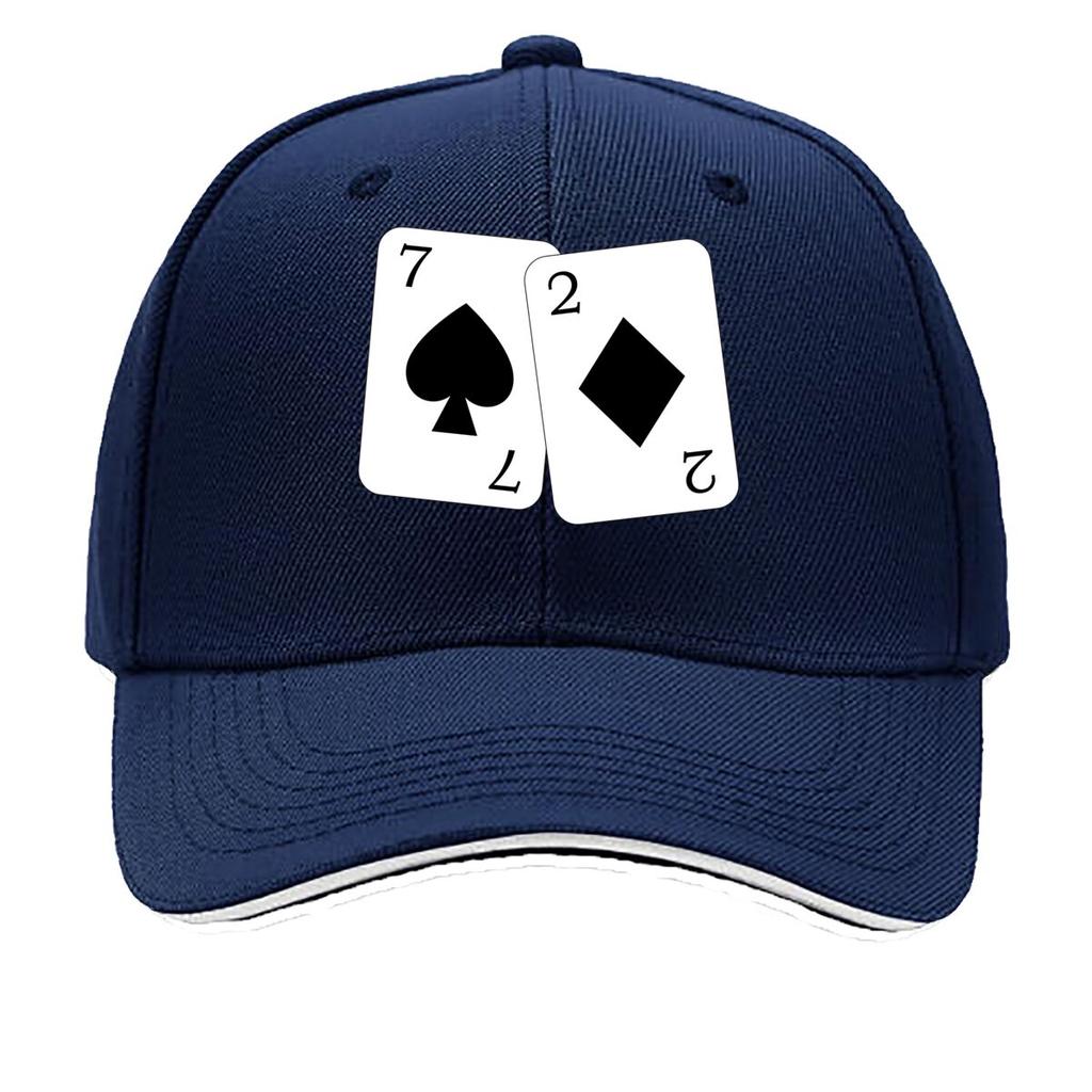 Classic Spade 7  Diamond 2 Card pattern Sandwich Baseball Cap For WoUnisexs Unisex FeUnisex Beach Dad Hat