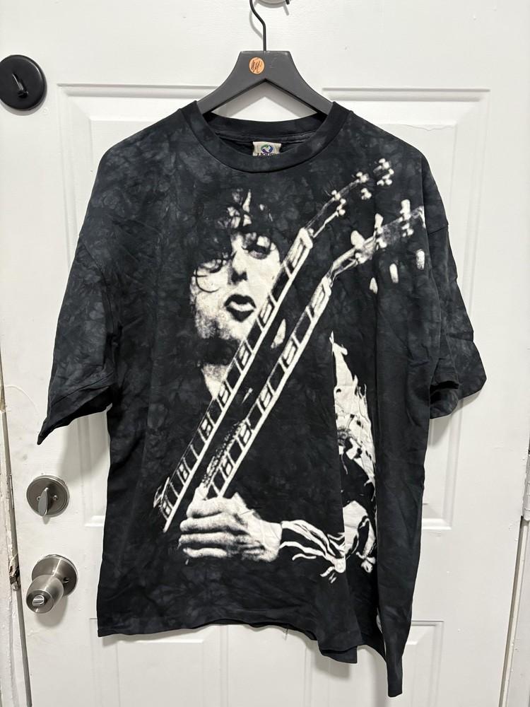 Vintage Liquid Blue Jimmy Page Shirt Mens 2XL Black Led Zeppelin Graphic Tee Unisex T-Shirt XXL