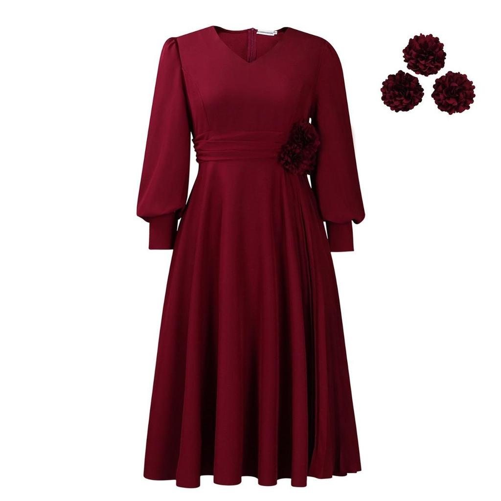 New Spring Fashion Solid Color A-Line Dress for Women Plus Size Elegant Casual Party Dress