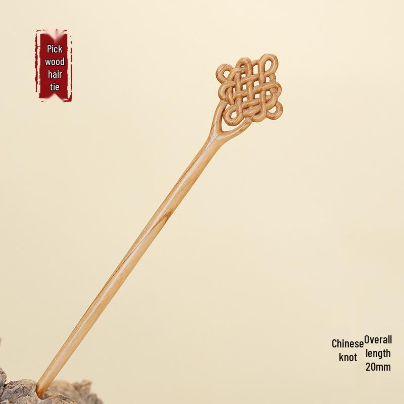 Hochwertige Haarnadel mit chinesischem Knoten aus Pfirsichholz - Neues Frühlingsstil-Haaraccessoire für Damen
