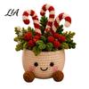 Cute Christmas Soft Decorations Simulated Crochet Potted Decor, Knitted Mini Artificial Tree Flower Themed Room Accents Ornament, Festive Tabletop