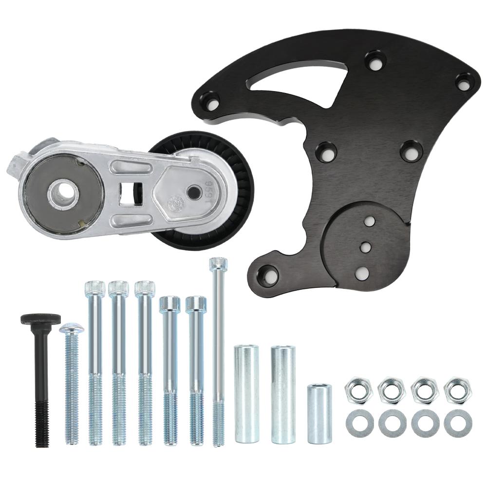 

LS Swap R4 AC Compressor High Mount Bracket Kit w/ Belt Tensioner Fit for Chevy GMC SUV Truck Vortec Engines LS1 LS2 LS3 LS6 TCB17BK