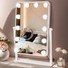 ARREBOL Actress Rechargeable Large Hollywood Lighted Makeup 12 USB Three Color Lighting Stepless 10x Popular Day or Christmas Gift Mirror, Mirror,