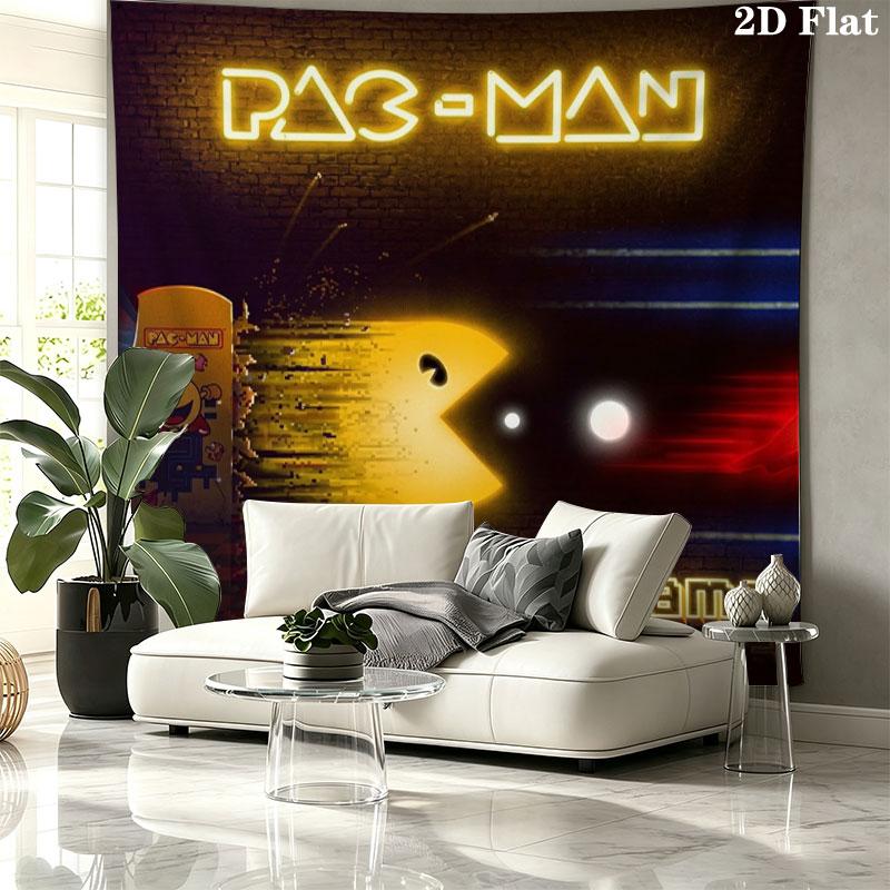 Pac-Man Custom Name Wall Tapestry Aesthetic Wall Hanging Printed Fabric Blanket Decorative Tapestries for Bedroom Living Room Home Decor
