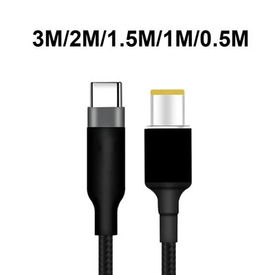 Fast Charging Laptop Power Cord USB C Tip To Big Square Plug 20V for Notebook Power Supply Charging Cable Braided Wire