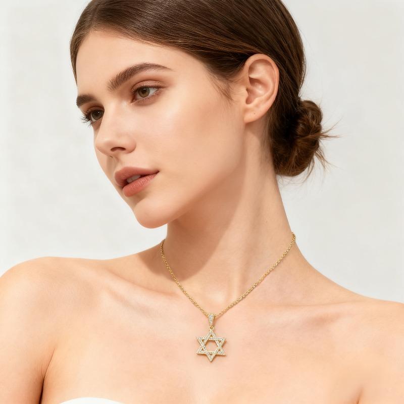 Hexagram Necklace for Men - Simple and Versatile, Fashionable and Unique. Hexagonal Star Necklace for Women.