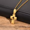 Gold Color Embossed Cross Necklaces for Men Women,Simple Cutout Unisex Catholic Cross Pendant,Christian Religious Jewelry Gifts