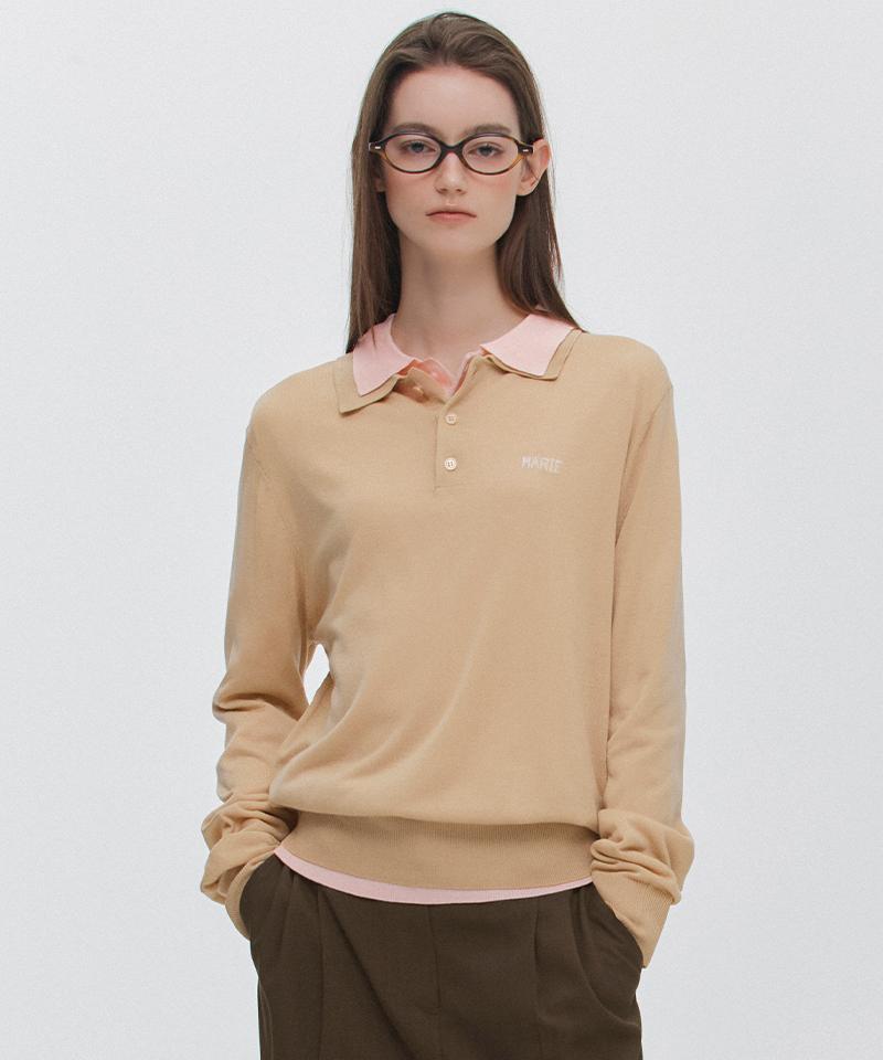 MARIE CLAIRE Signature Logo Collar Knit (Magakn02Mbe)