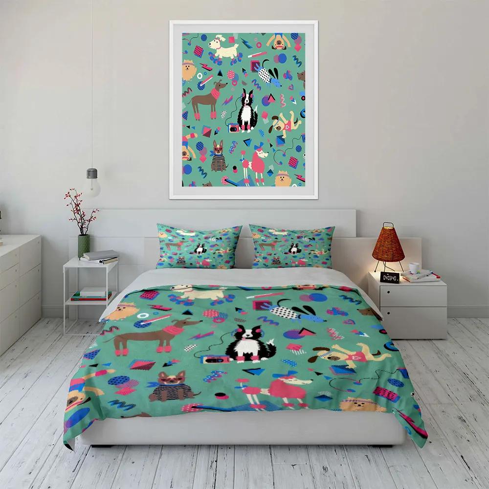 Colorful Dog Fitness Art Set Soft Comfortable Duvet Cover Bedding Set Included 1*Duvet Cover & 2*Pillowcases gift