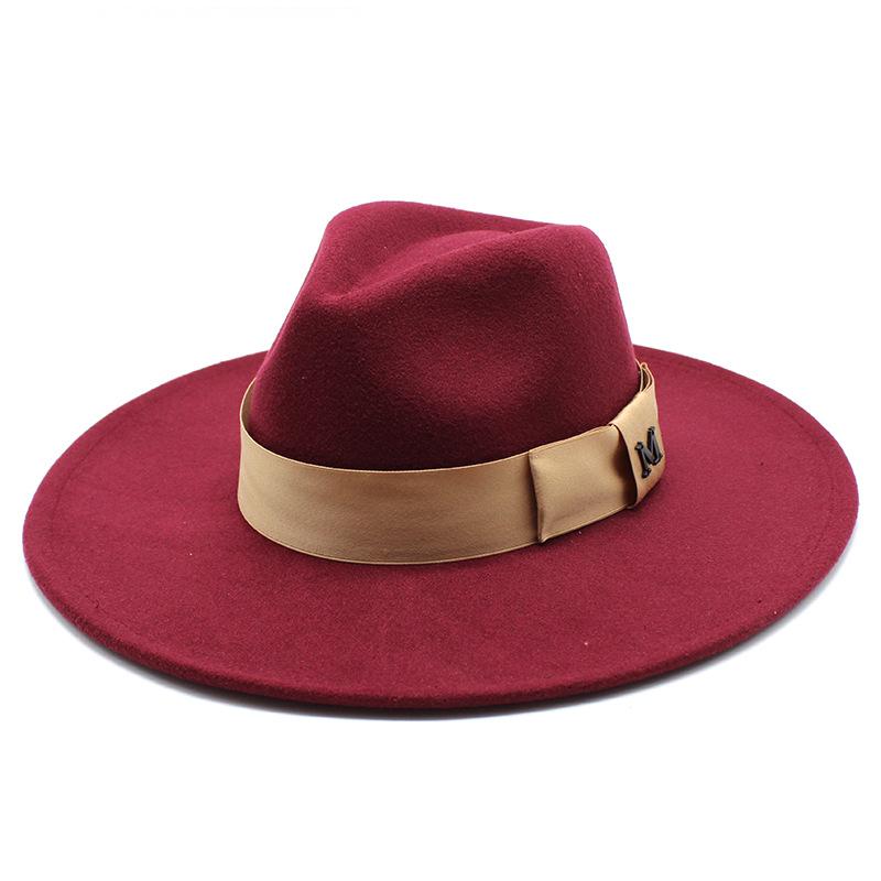 Wool Big-Brimmed Jazz Top Hat For Men And Women, Casual M Standard Big-Brimmed Jazz Hat 9.5Cm