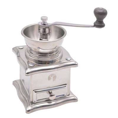 UW-3529 Kaffeemühle, Handmühle mit Keramikmahlwerk und Edelstahl, Silber