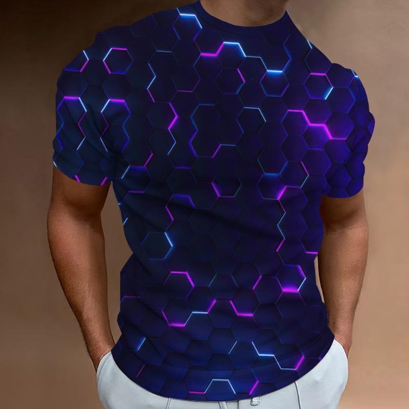 Modische T-Shirts für Herren mit 3D-Linien-Druck, Herrenbekleidung, Street-Designer, kurzärmelig, übergroße Top-T-Shirts, tägliche Freizeitsportbekleidung