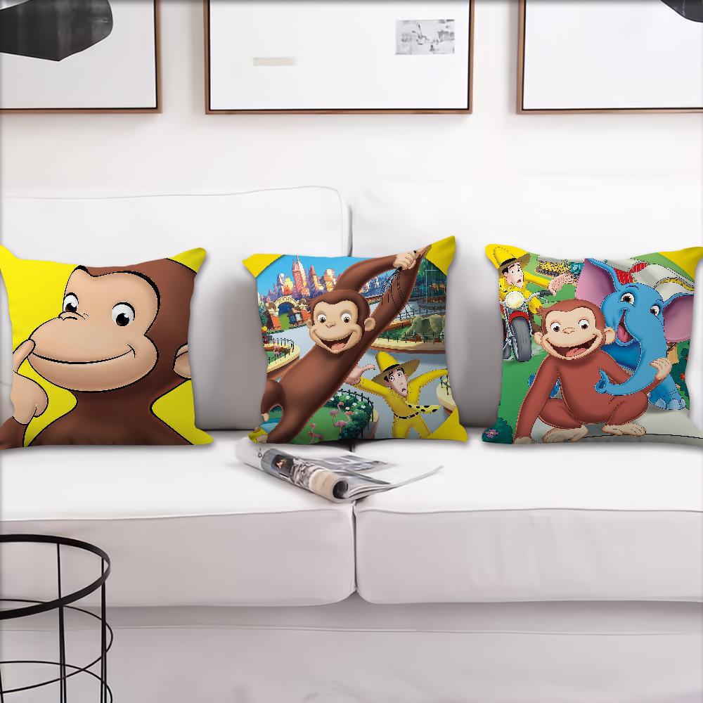 Cartoon C-Curious Affe G-George Kissenbezug Kissenbezug Dekoration Zimmer Haus Sofa Wohnzimmer Büro Auto Nordische Schlichtheit
