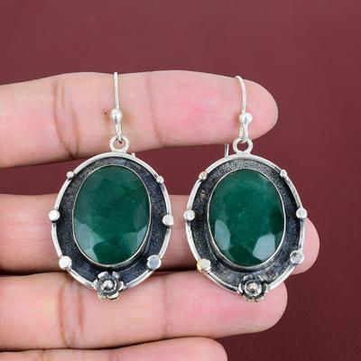 Faceted Zambian Emerald Earring 925 Sterling Silver Earrings Top Quality Gemstone Earring Handmade Jewelry Gifts For Her Birthstone Earrings