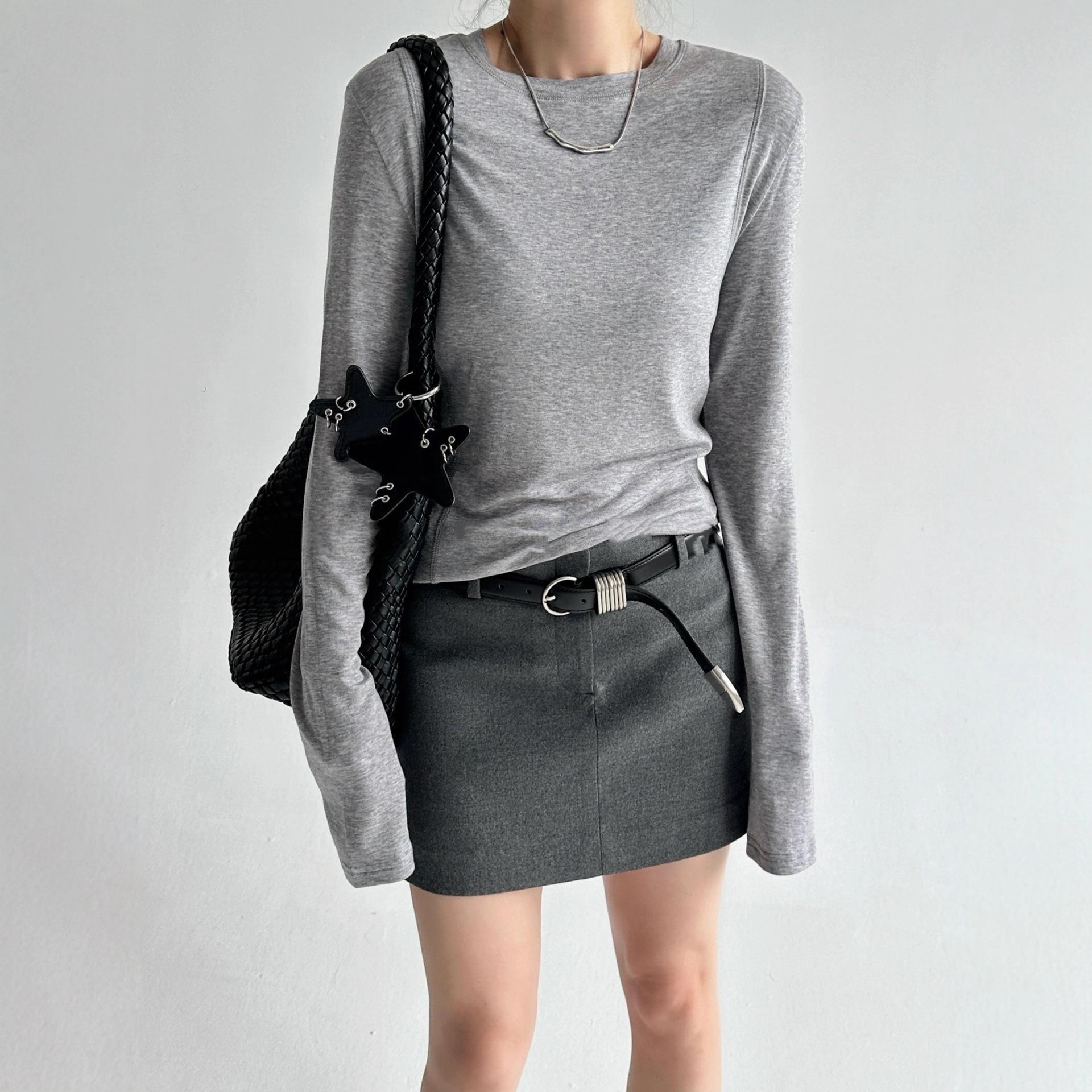 

Australian Tencel Wool Slimming 4D Princess Seam Long Sleeve Knit T-shirt - Machine Washable One Size серый